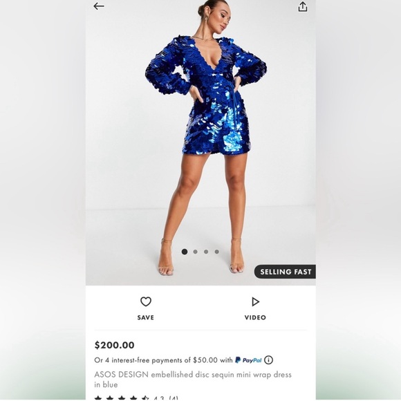 ASOS Blue Large Disk Sequins Party Dress